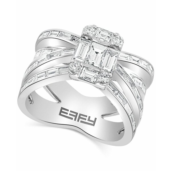 エフィー コレクション レディース リング アクセサリー EFFY® Diamond Baguette Statement Ring (1-5/8 ct. t.w.) in 18k White Gol