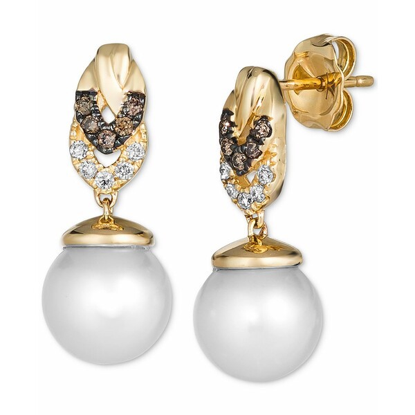 ルヴァン レディース ピアス＆イヤリング アクセサリー Vanilla Pearl (8mm) & Diamond (1/5 ct. t.w.) Drop Earrings in 14k Gold Yello