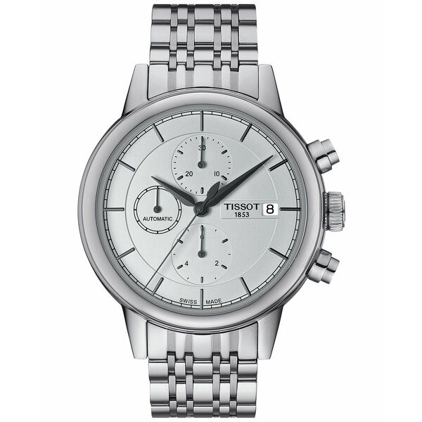 ティソット メンズ 腕時計 アクセサリー Men's Swiss Automatic Chronograph Carson Stainless Steel Bracelet Watch 42mm T085427110110