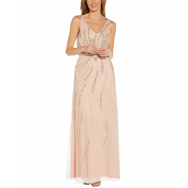 アドリアナ パペル レディース ワンピース トップス Plus Size V-Neck Blouson Gown Blush