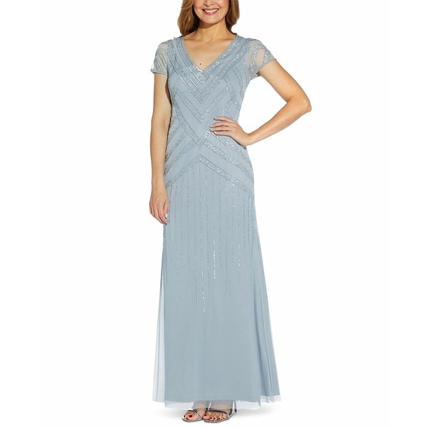 パペルスタジオ レディース ワンピース トップス Embellished V-Neck Gown Blue Heather