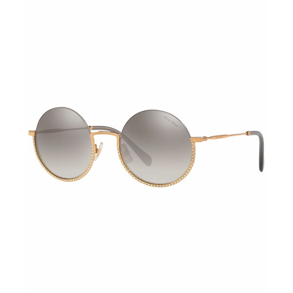 ミュウミュウ レディース サングラス＆アイウェア アクセサリー Sunglasses, MU 69US 52 ANTIQUE GOLD/GRADIENT GREY MIRROR SILVER