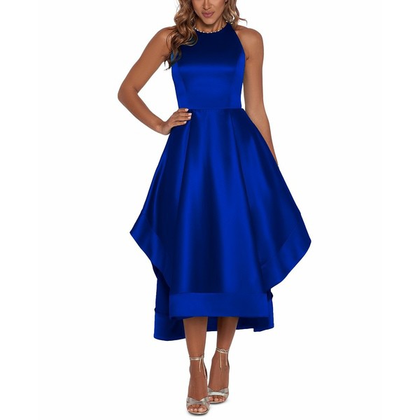 ベッツィ アンド アダム レディース ワンピース トップス Satin High-Low Halter Dress Royal