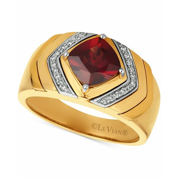 ルヴァン メンズ リング アクセサリー Gents Men's Pomegranate Garnet (2-1/2 ct. t.w.) & Diamond (1/8 ct. t.w.) Ring in 14k Gold Go