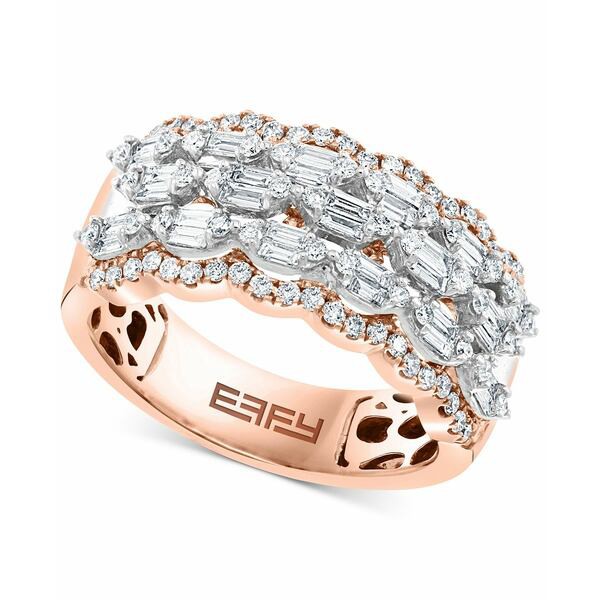 エフィー コレクション レディース リング アクセサリー EFFY® Diamond Baguette Multirow Scalloped-Edge Ring (7/8 ct. t.w.) in 1