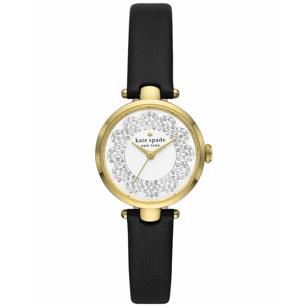 ケイト スペード レディース 腕時計 アクセサリー Women's Holland Black Leather Strap Watch 28mm Black