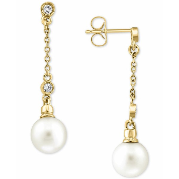 エフィー コレクション レディース ピアス＆イヤリング アクセサリー EFFY® Akoya Pearl (8mm) & Diamond (1/10 ct. t.w.) Linear Dr