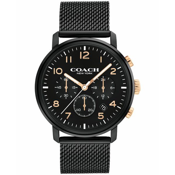 コーチ メンズ 腕時計 アクセサリー Men's Harrison Black Stainless Steel Mesh Bracelet Watch 42mm Black