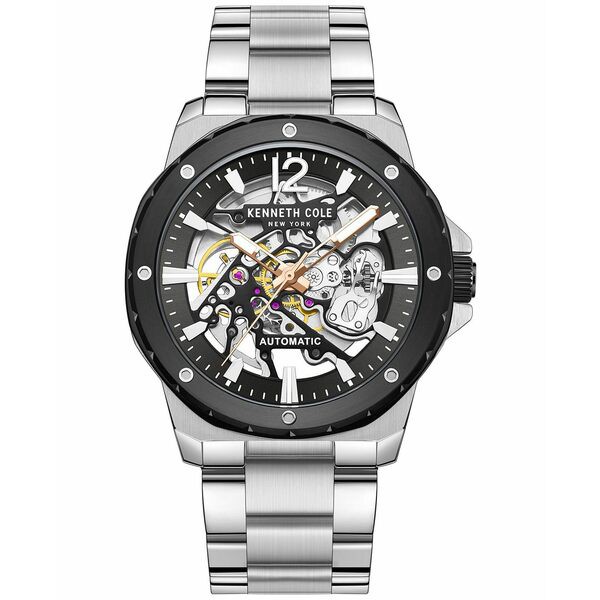 ケネスコール メンズ 腕時計 アクセサリー Men's Automatic Stainless Steel Bracelet Watch 45mm Silver