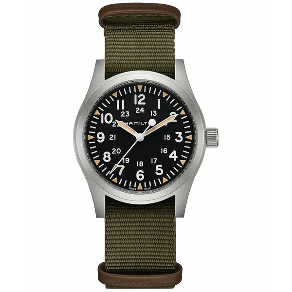 ハミルトン メンズ 腕時計 アクセサリー Men's Swiss Khaki Field Green Textile Strap Watch 42mm Green