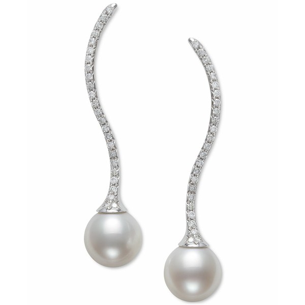 ベル ドゥ メール レディース ピアス＆イヤリング アクセサリー Cultured Freshwater Pearl (9mm) & Diamond (3/8 ct. t.w.) Swirl Drop