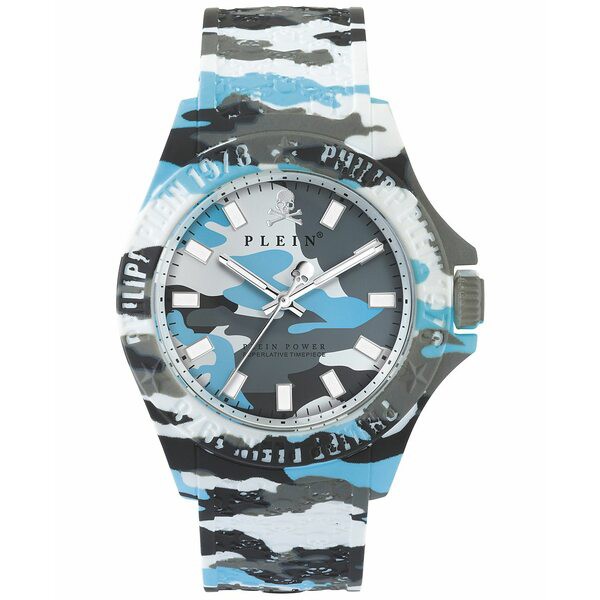 フィリッププレイン メンズ 腕時計 アクセサリー Men's Plein Power Camouflage Silicone Strap Watch 43mm Camouflage