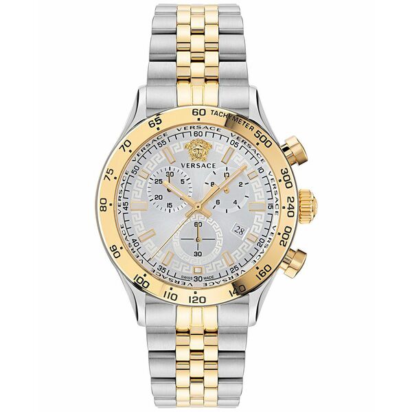 ヴェルサーチ メンズ 腕時計 アクセサリー Men's Swiss Chronograph Hellenyium Two Tone Bracelet Watch 44mm Two Tone