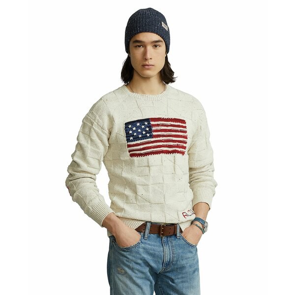 ラルフローレン メンズ ニット&セーター アウター Basketweave Flag Sweater Cream Multi