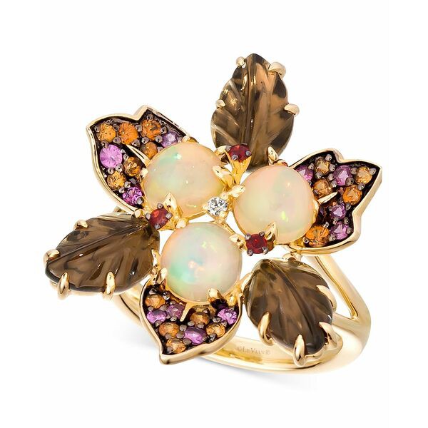 ルヴァン レディース リング アクセサリー Multi-Gemstone (4-1/3 ct. t.w.) & Vanilla Diamond Accent Flower Ring in 14k Gold Yellow