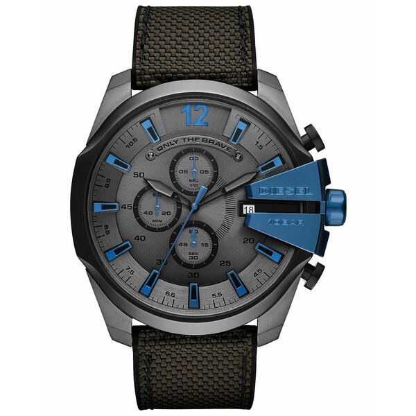 ディーゼル メンズ 腕時計 アクセサリー Men's Chronograph Mega Chief Gray Nylon Strap Watch 51mm Gray