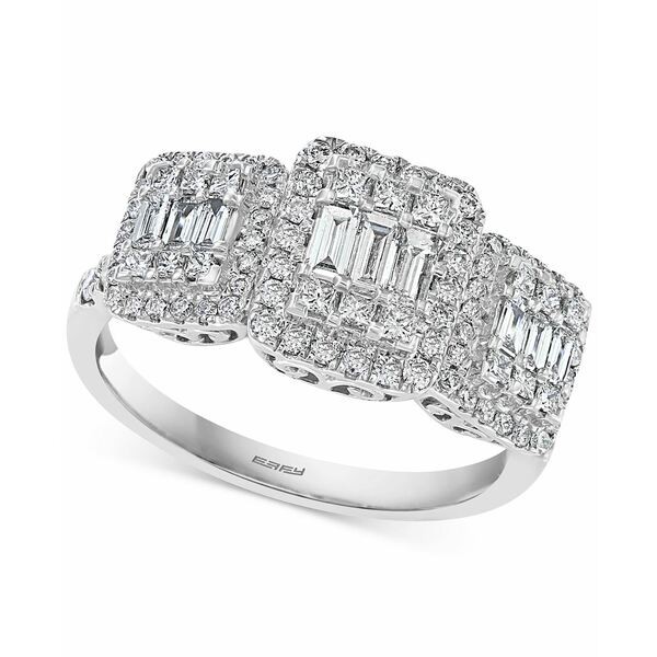 エフィー コレクション レディース リング アクセサリー EFFY® Diamond Baguette Cluster Ring (1 ct. t.w.) in 14k White Gold Whit