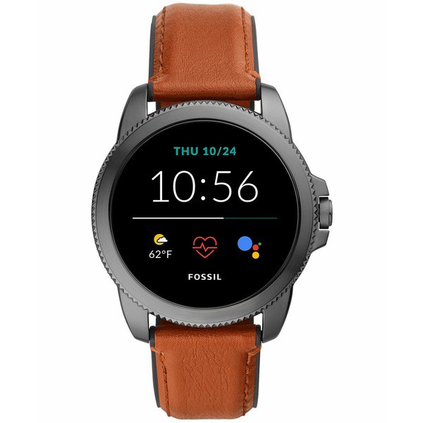 フォッシル メンズ 腕時計 アクセサリー Men's Gen 5E Brown Leather Strap Touchscreen Smart Watch 44mm Brown