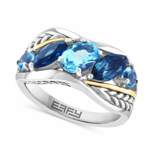 エフィー コレクション レディース リング アクセサリー EFFY® Blue Topaz (3 ct. t.w.) Ring in Sterling Silver & 18k Gold-Plate