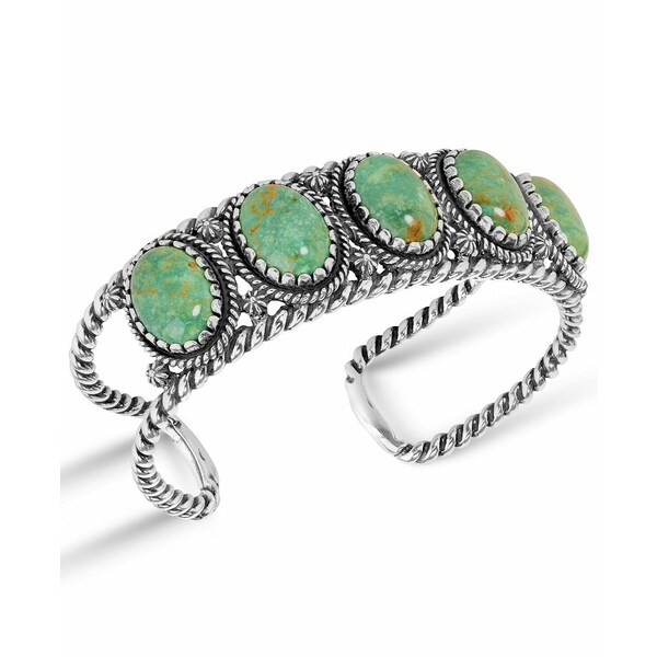 アメリカンウェスト レディース ブレスレット・バングル・アンクレット アクセサリー Green Turquoise Gemstone Rope Cuff Bracelet in S