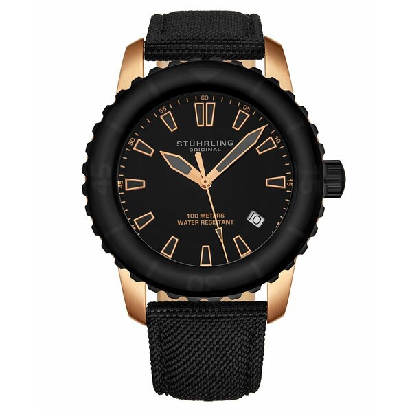 スターリング メンズ 腕時計 アクセサリー Men's Diver on a Black Nylon Strap Watch 44mm Black