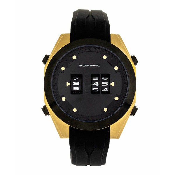 モルフィック レディース 腕時計 アクセサリー Women's M76 Series Drum-Roll Black Silicone Strap Watch, 46mm Gold-tone, Black