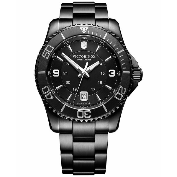 ビクトリノックス メンズ 腕時計 アクセサリー Men's Swiss Maverick Black Edition Black PVD Stainless Steel Bracelet Watch 43mm Bla