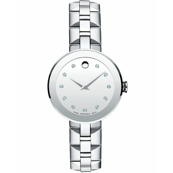 モバド レディース 腕時計 アクセサリー Women's Swiss Sapphire Diamond Accent Stainless Steel Bracelet Watch 28mm 0606814 Silver