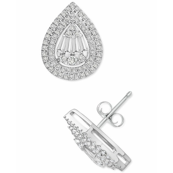 ラップド イン ラブ レディース ピアス＆イヤリング アクセサリー Diamond Teardrop Halo Stud Earrings (1 ct. t.w.) in 14k White Gold