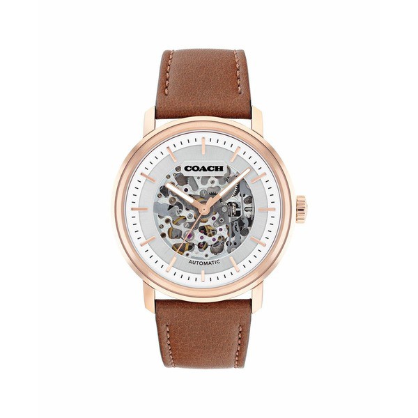 コーチ メンズ 腕時計 アクセサリー Men’s Harrison Automatic Saddle Leather Strap Watch 42mm Saddle