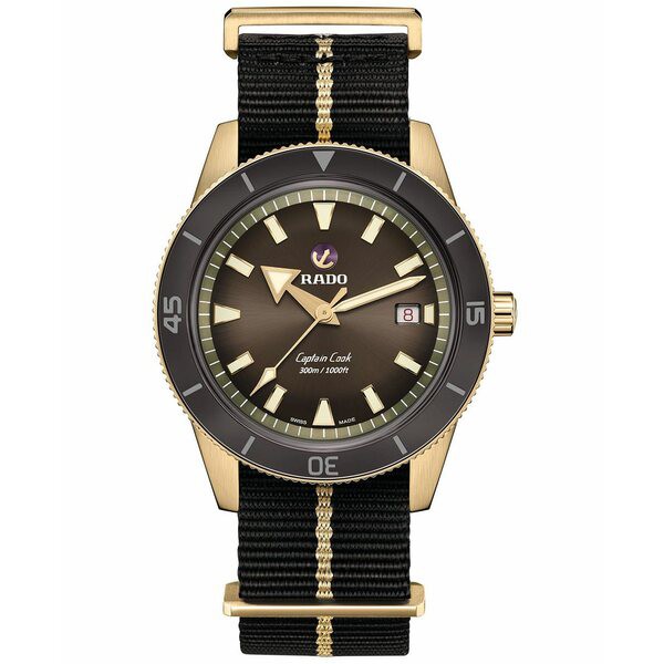 ラド メンズ 腕時計 アクセサリー Men's Swiss Automatic Captain Cook Black NATO Strap Watch 42mm Brown