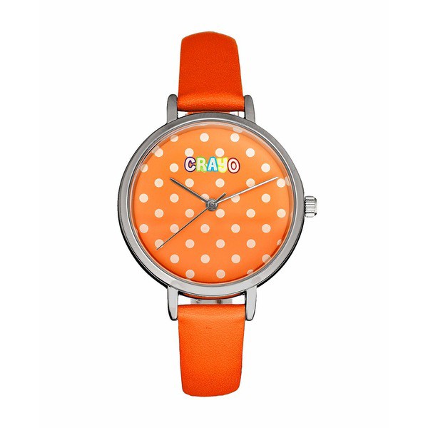 クラヨ レディース 腕時計 アクセサリー Women's Dot Strap Orange or Blue or Green or Purple or White or Pink Leatherette Strap Wat