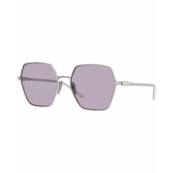 プラダ レディース サングラス＆アイウェア アクセサリー Women's Sunglasses, 58 Silver-Tone