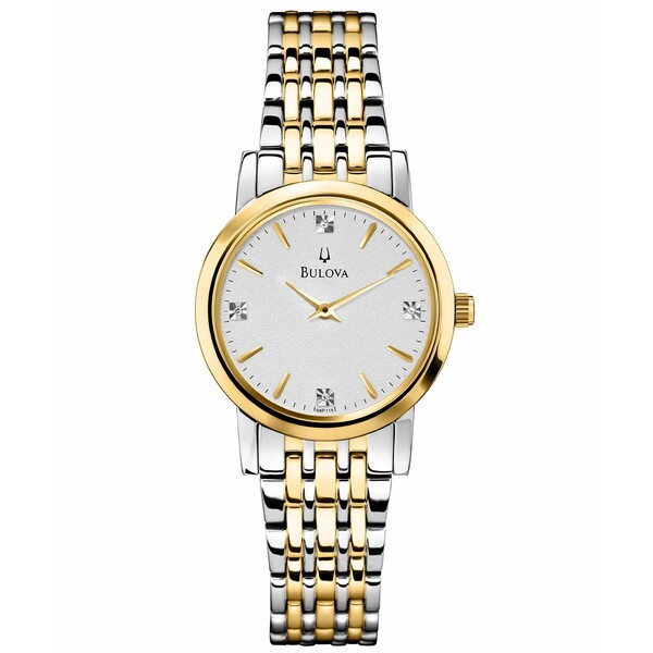 ブロバ レディース 腕時計 アクセサリー Women's Diamond Accent Two-Tone Stainless Steel Bracelet Watch 30mm 98P115 No Color