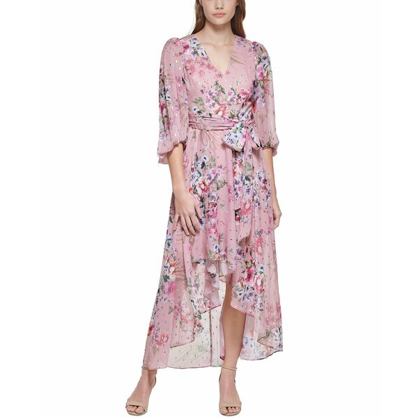 エリザジェイ レディース ワンピース トップス Floral-Print Belted Dress Mauve