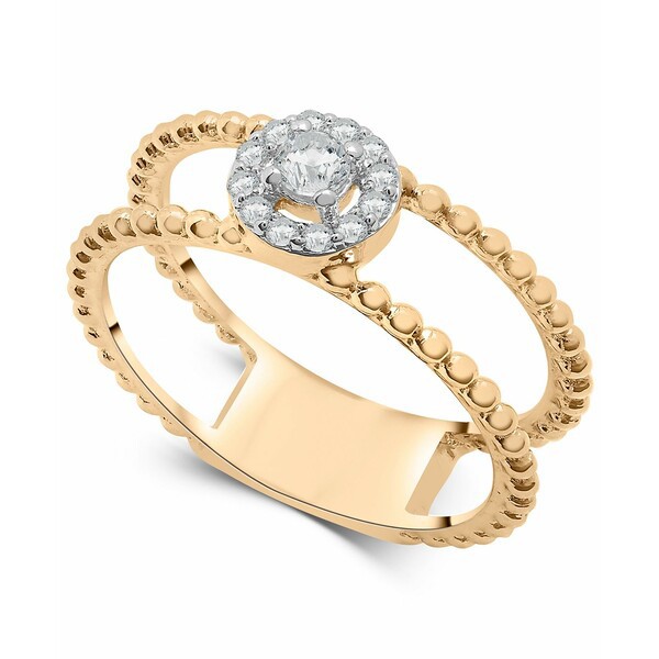 ラップド レディース リング アクセサリー Diamond Halo Double Band Beaded Ring (1/6 ct. t.w.) in 14k Gold, Created for Macy's Yel