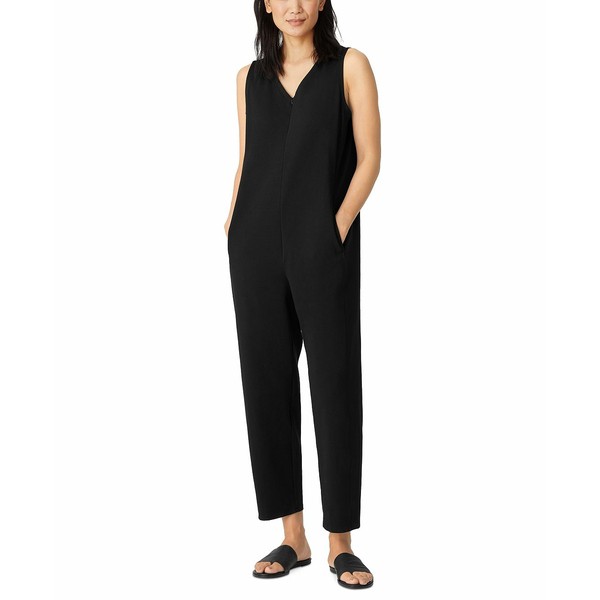 エイリーンフィッシャー レディース ワンピース トップス Women's Zip-Front Lantern-Leg Jumpsuit Black