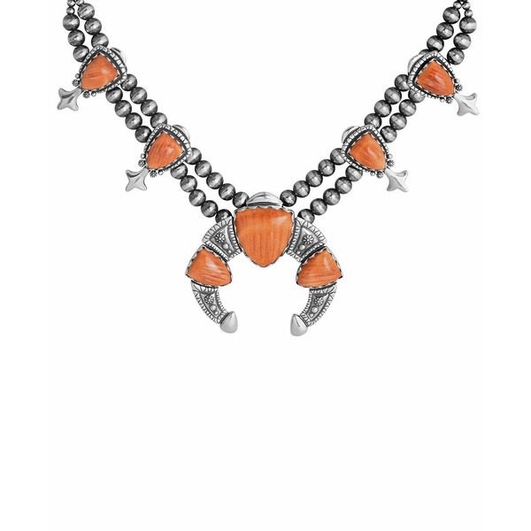 アメリカンウェスト レディース ネックレス・チョーカー・ペンダントトップ アクセサリー Gemstone Squash Blossom Necklace Orange Spin