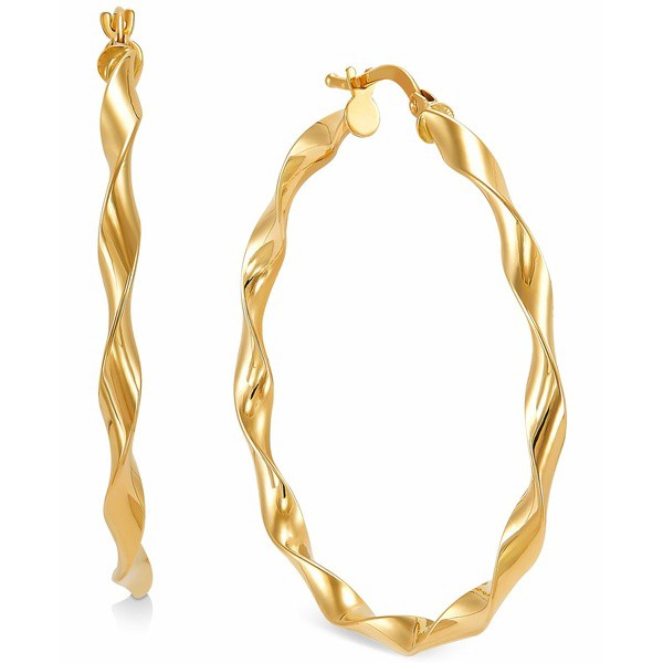 イタリアン ゴールド レディース ピアス＆イヤリング アクセサリー Twisted Round Hoop Earrings in 10k Gold, 40mm Gold