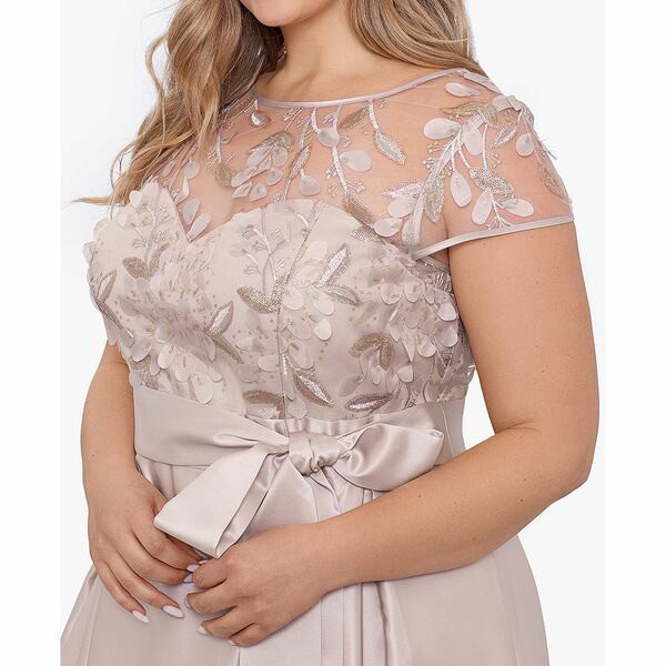 エスケープ レディース ワンピース トップス Plus Size Illusion-Top Ballgown Beige