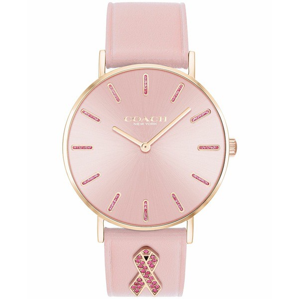 コーチ レディース 腕時計 アクセサリー Women's Perry Breast Cancer Awareness Pink Leather Strap Watch 36mm Pink