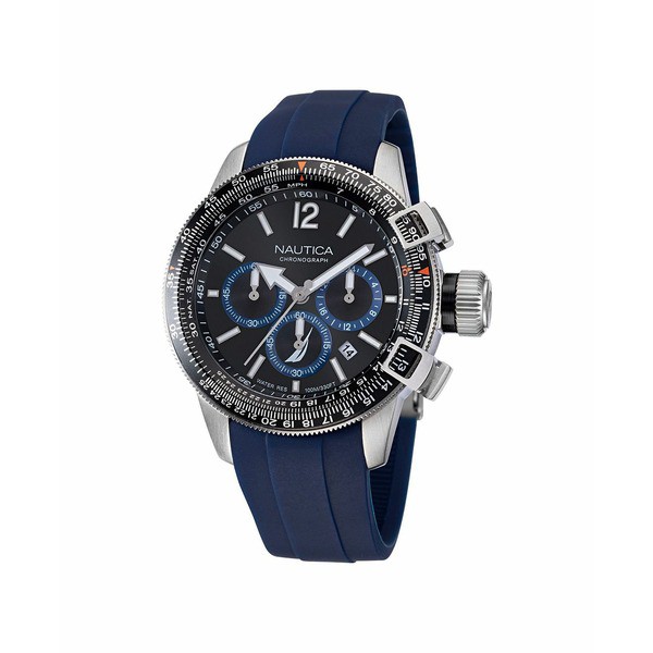 ナウティカ メンズ 腕時計 アクセサリー Men's Blue Silicone Strap Watch 46mm Blue