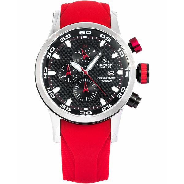 ストルメント マリーノ メンズ 腕時計 アクセサリー Men's Speedboat Red Silicone Performance Timepiece Watch 46mm Red