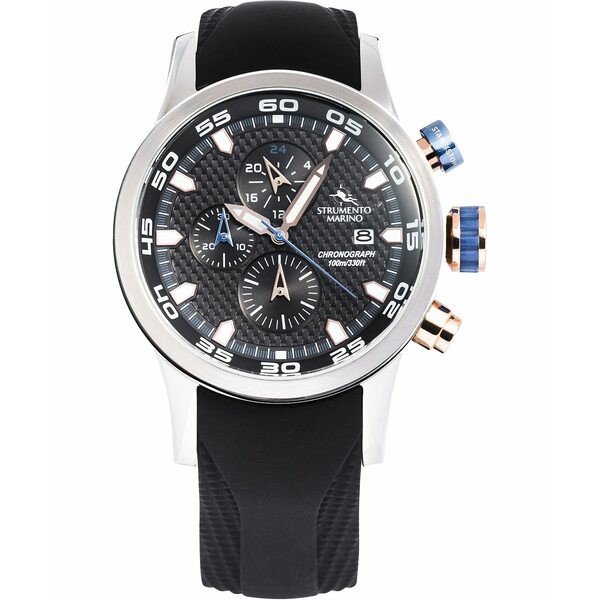 ストルメント マリーノ メンズ 腕時計 アクセサリー Men's Speedboat Black Silicone Performance Timepiece Watch 46mm Black