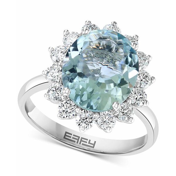 エフィー コレクション レディース リング アクセサリー EFFY® Aquamarine (3-1/3 ct. t.w.) & Diamond (3/4 ct. t.w.) Halo Ring in