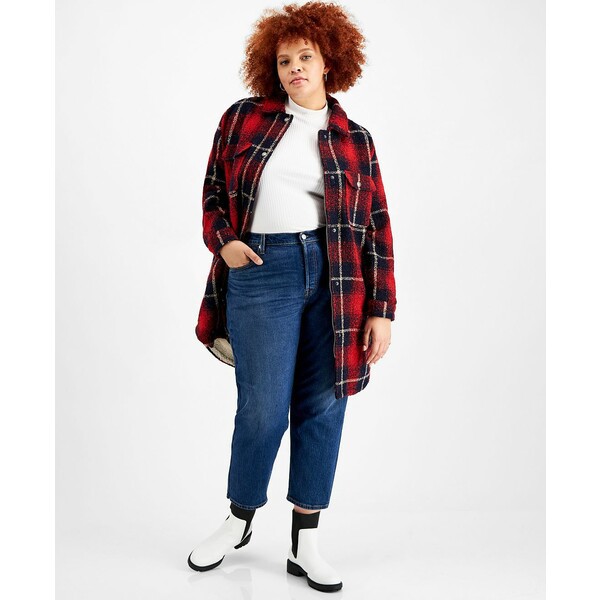 リーバイス レディース ジャケット＆ブルゾン アウター Women's Plus Size Plaid Faux-Sherpa-Lined Shirt Jacket, Created for Macy's N