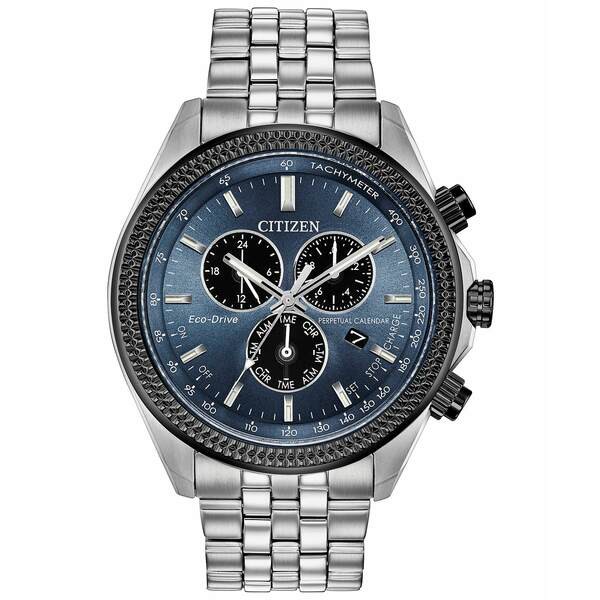 シチズン メンズ 腕時計 アクセサリー Eco-Drive Men's Chronograph Brycen Stainless Steel Bracelet Watch 44mm Silver