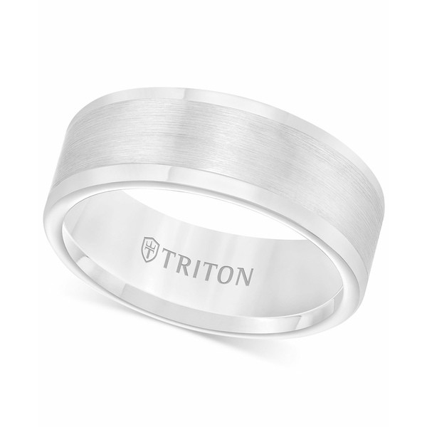 トライトン メンズ リング アクセサリー Men's Ring, 8mm Wedding Band in White or Black Tungsten White Tungsten