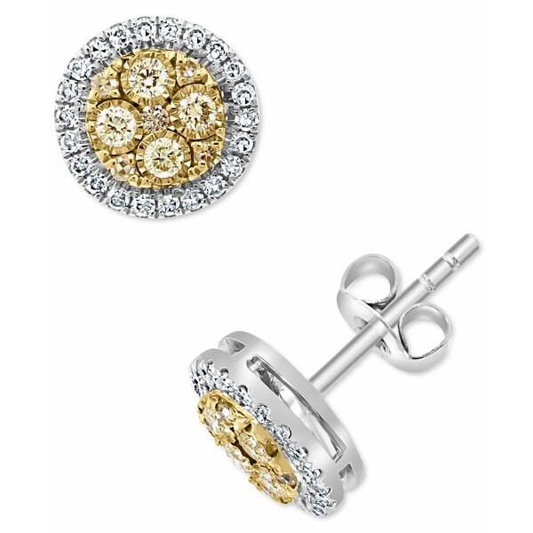 エフィー コレクション レディース ピアス＆イヤリング アクセサリー EFFY® Yellow & White Diamond Halo Cluster Stud Earrings (3/