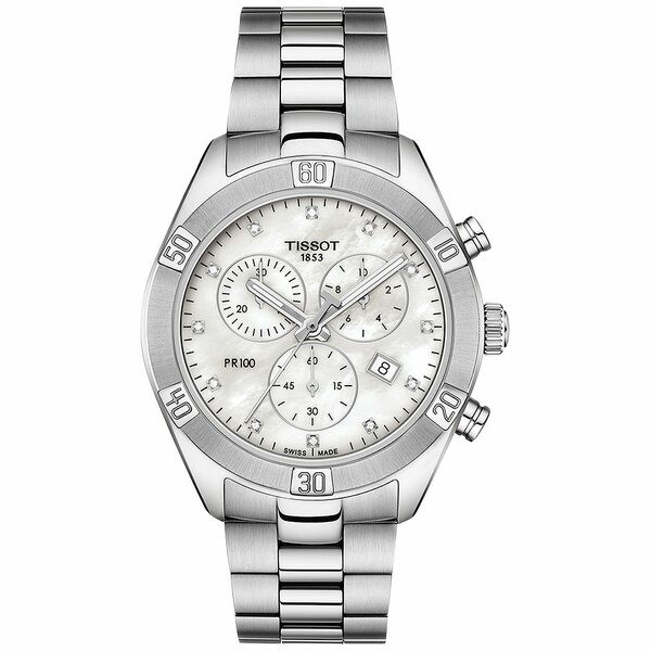 ティソット レディース 腕時計 アクセサリー Women's Swiss Chronograph T-Classic PR 100 Diamond (1/20 ct. t.w.) Gray Stainless Stee